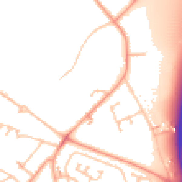 Daytime road noise heatmap for CV7 9NB