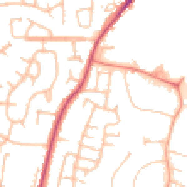 Daytime road noise heatmap for CV7 9NJ