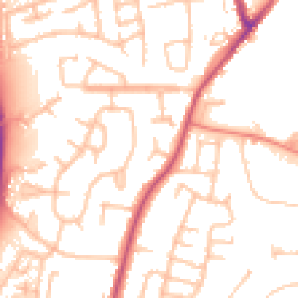 Daytime road noise heatmap for CV7 9NT