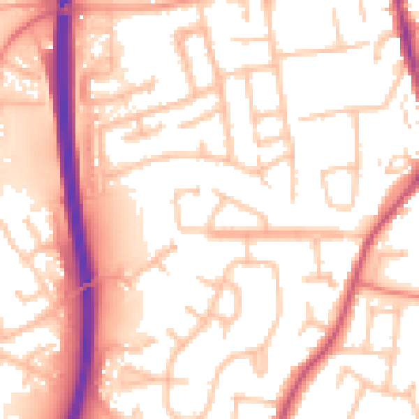 Daytime road noise heatmap for CV7 9PE