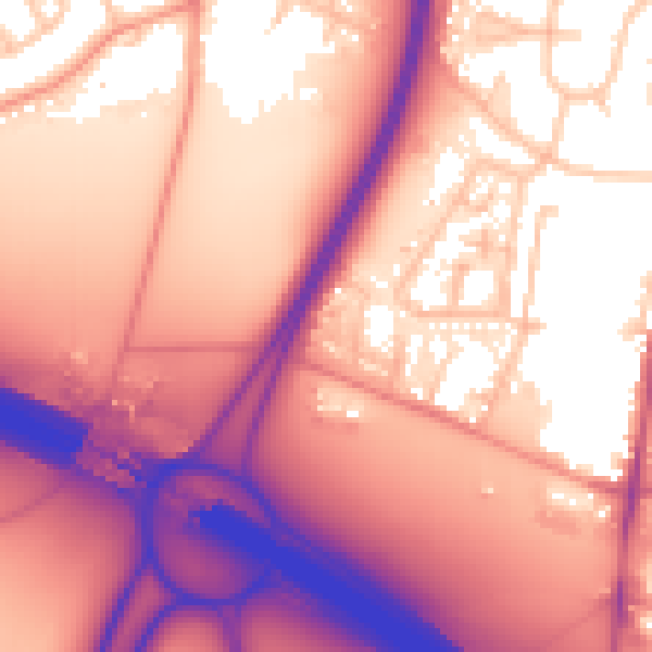 Daytime road noise heatmap for CV7 9PQ