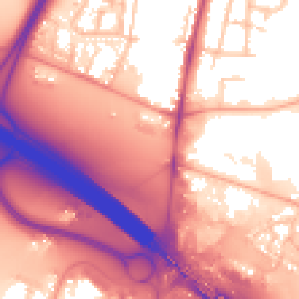 Daytime road noise heatmap for CV7 9PZ