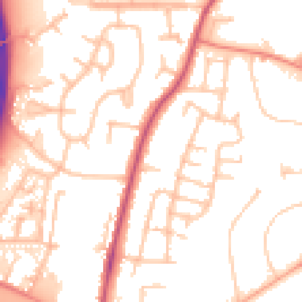 Daytime road noise heatmap for CV7 9QD