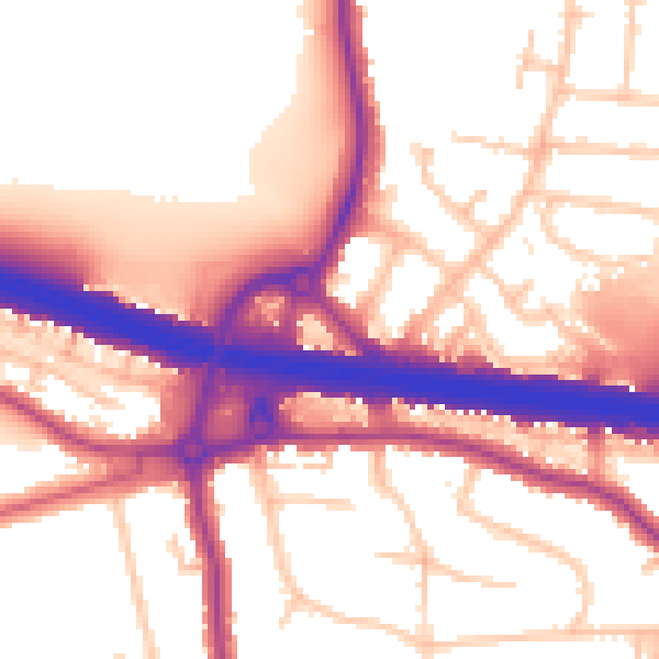 Daytime road noise heatmap for DA5 1DL