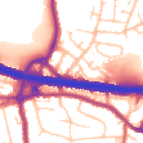Daytime road noise heatmap for DA5 1DW