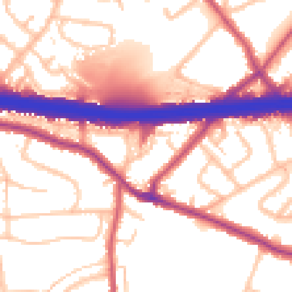 Daytime road noise heatmap for DA5 1JJ