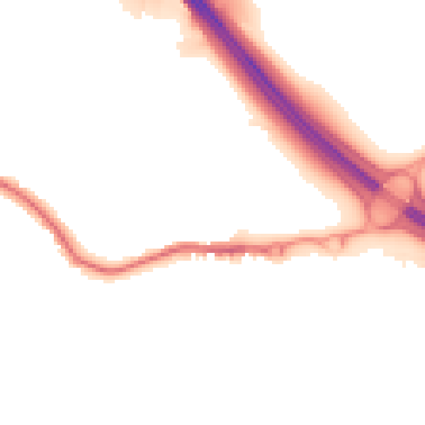 Night-time road noise heatmap for DA5 2AE