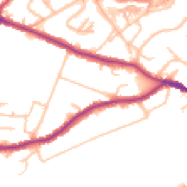 Daytime road noise heatmap for DA5 3NW