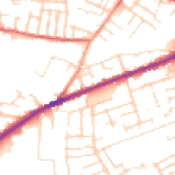 Daytime road noise heatmap for DE1 1AJ