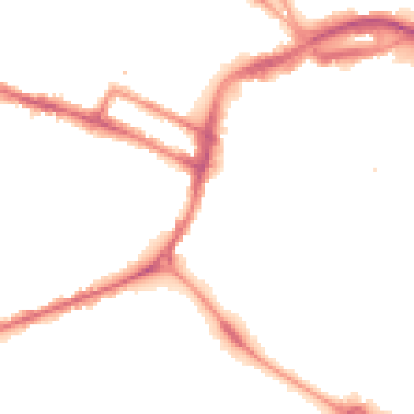 Night-time road noise heatmap for DE1 1AU