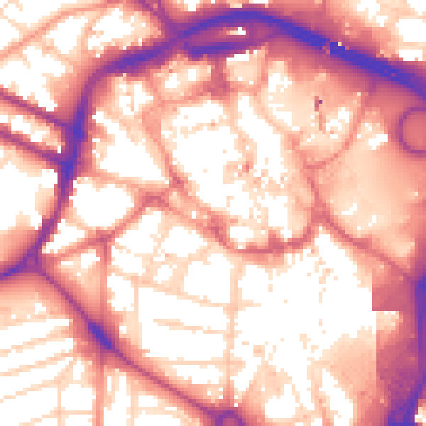 Daytime road noise heatmap for DE1 1BA