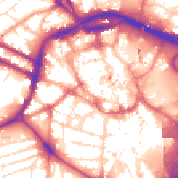 Daytime road noise heatmap for DE1 1BQ