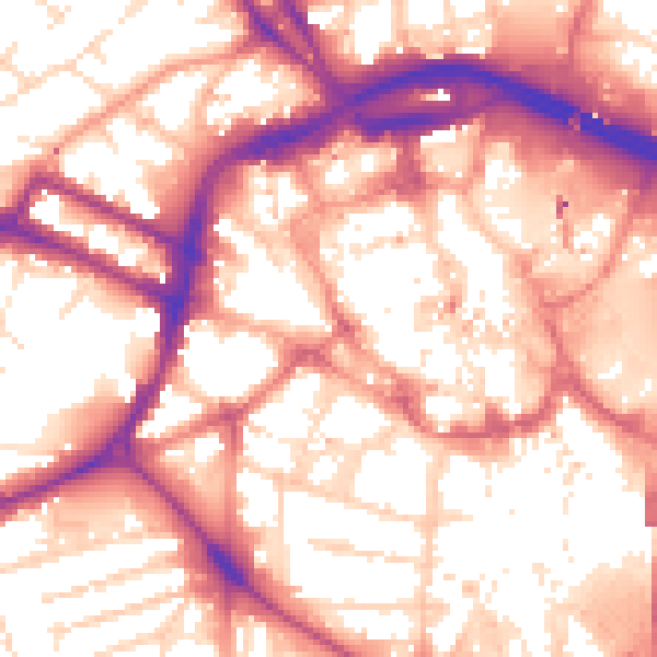 Daytime road noise heatmap for DE1 1BR