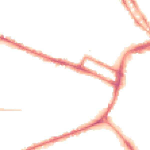 Night-time road noise heatmap for DE1 1BT