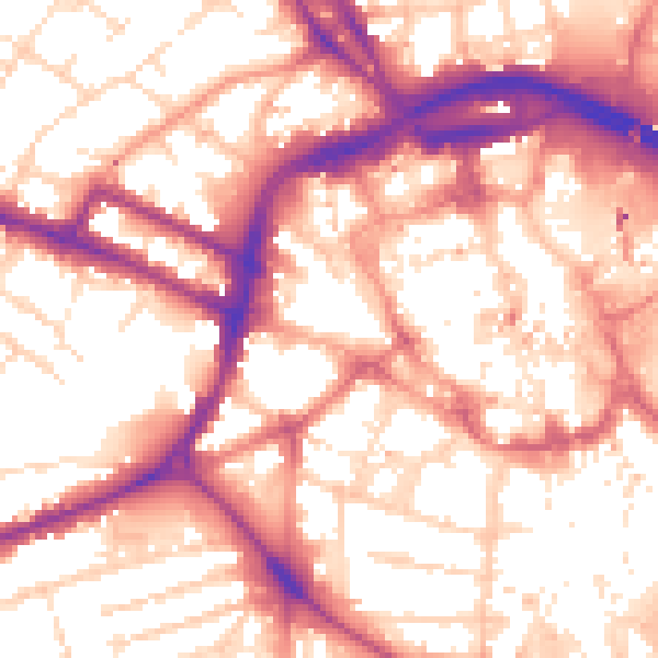 Daytime road noise heatmap for DE1 1BU