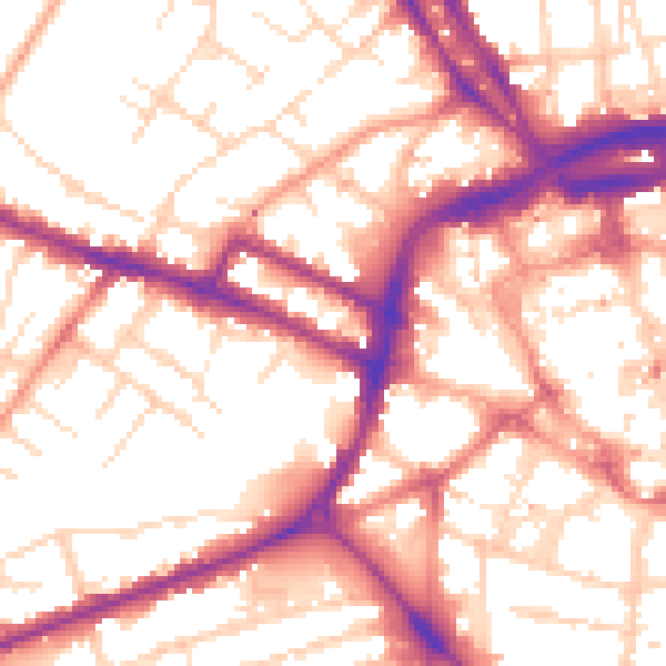 Daytime road noise heatmap for DE1 1DA