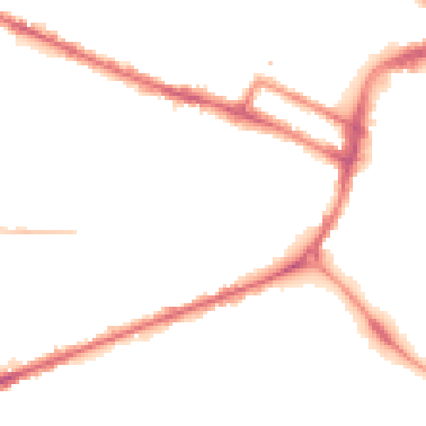 Night-time road noise heatmap for DE1 1DB