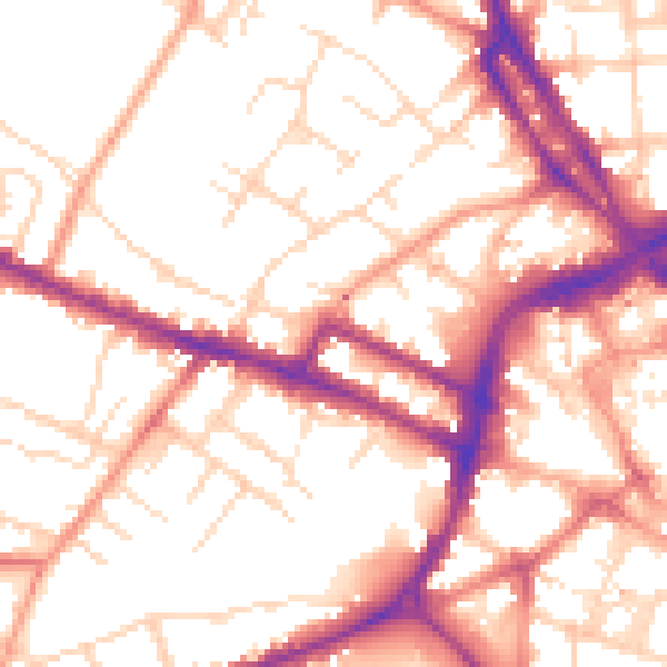 Daytime road noise heatmap for DE1 1DG