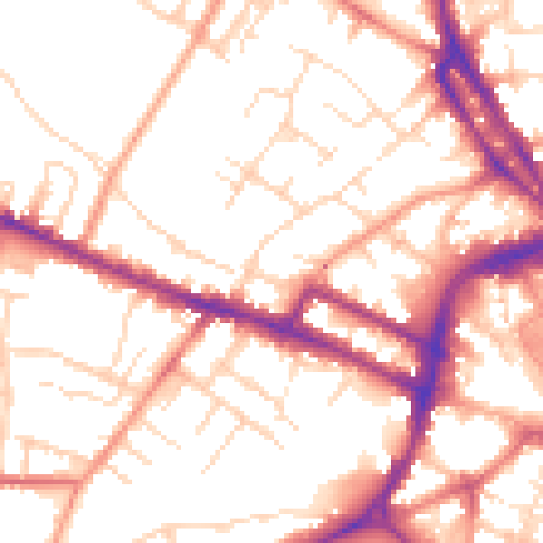 Daytime road noise heatmap for DE1 1DH
