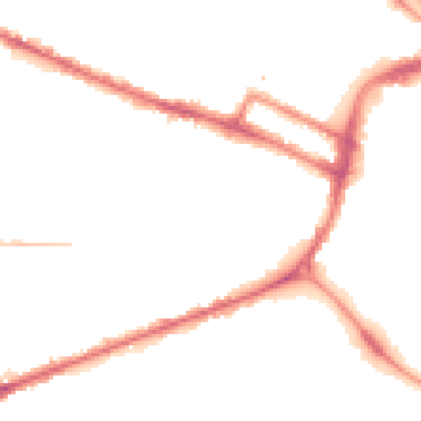 Night-time road noise heatmap for DE1 1DR