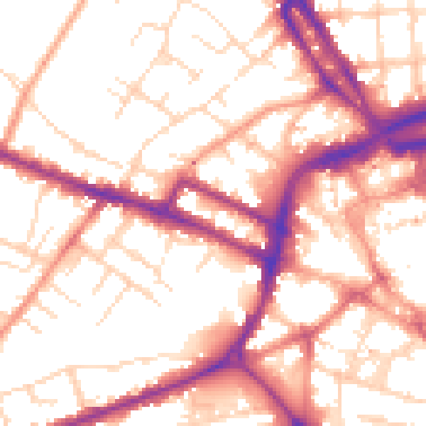 Daytime road noise heatmap for DE1 1DZ