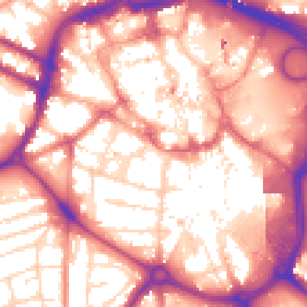 Daytime road noise heatmap for DE1 1EB