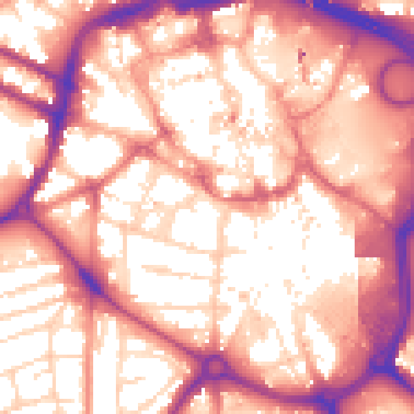 Daytime road noise heatmap for DE1 1ED