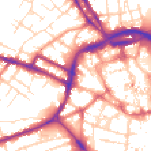 Daytime road noise heatmap for DE1 1EE