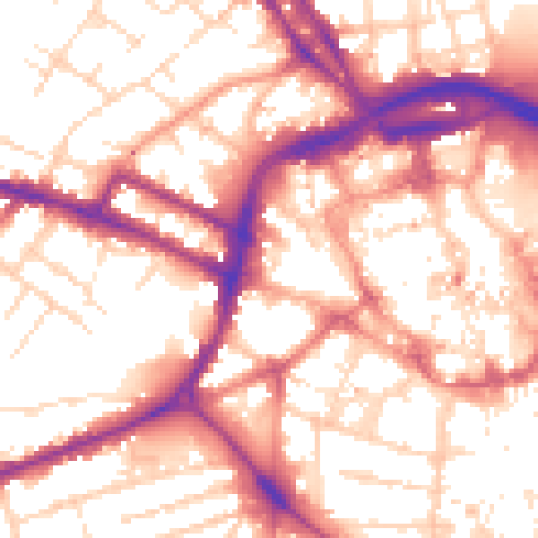 Daytime road noise heatmap for DE1 1EH