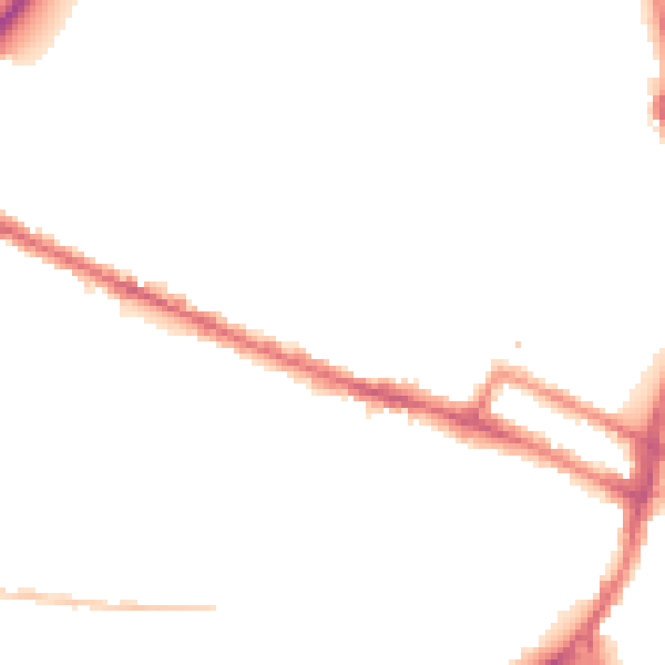 Night-time road noise heatmap for DE1 1EN