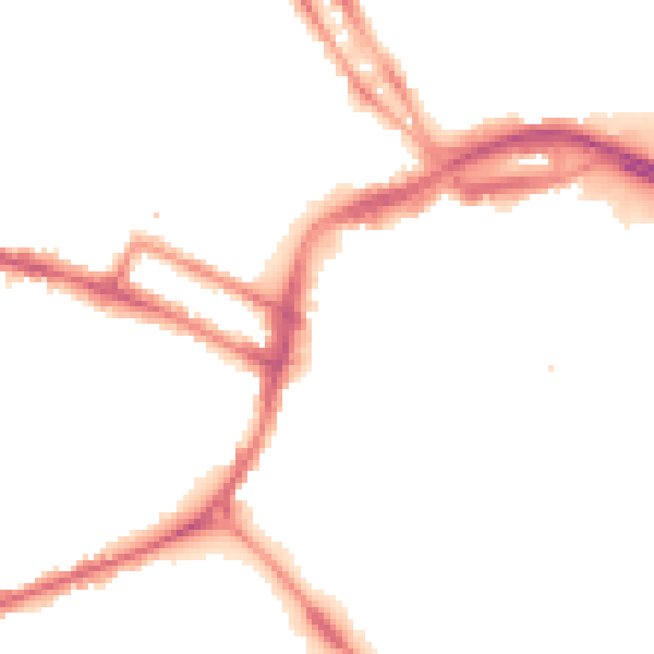 Night-time road noise heatmap for DE1 1EP