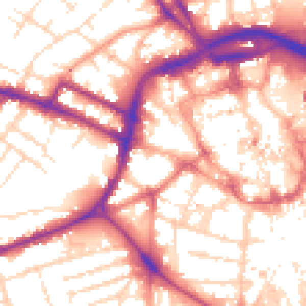 Daytime road noise heatmap for DE1 1EX