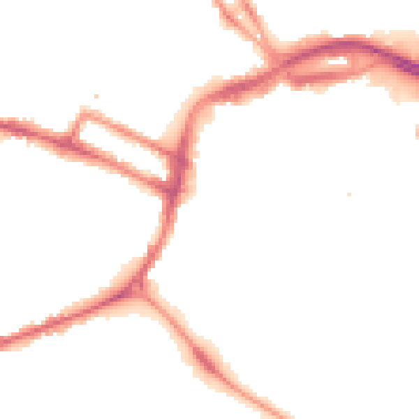 Night-time road noise heatmap for DE1 1EX