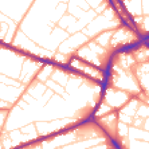 Daytime road noise heatmap for DE1 1FL