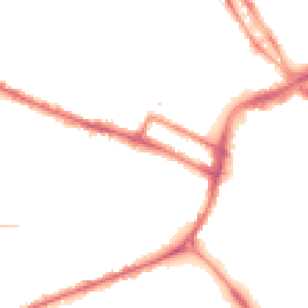 Night-time road noise heatmap for DE1 1FL