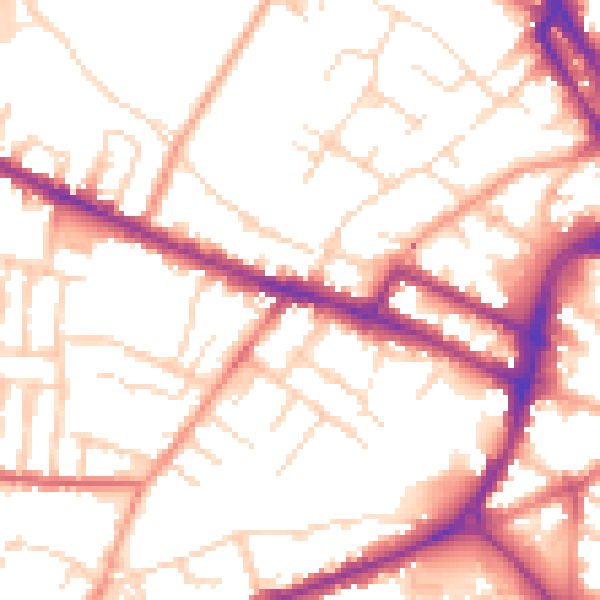 Daytime road noise heatmap for DE1 1FP