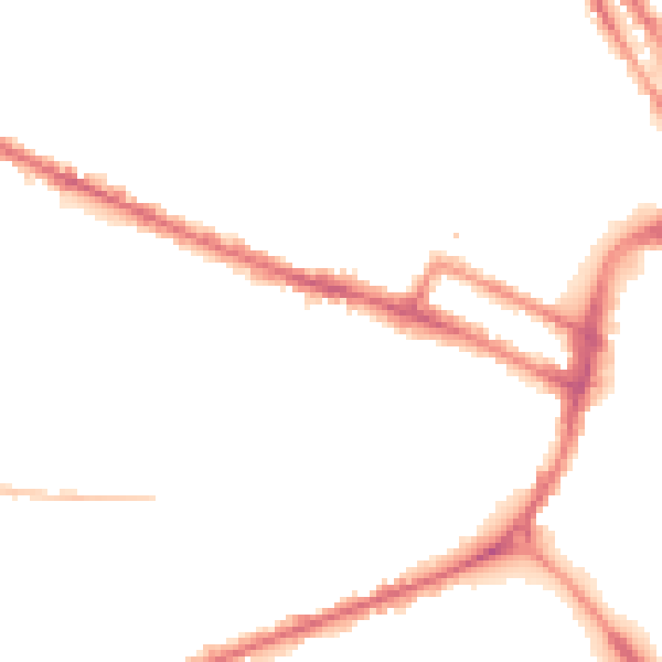 Night-time road noise heatmap for DE1 1FR