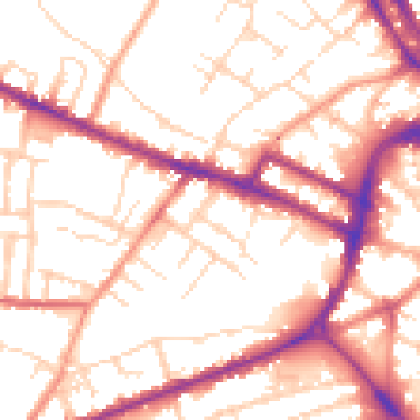 Daytime road noise heatmap for DE1 1FT
