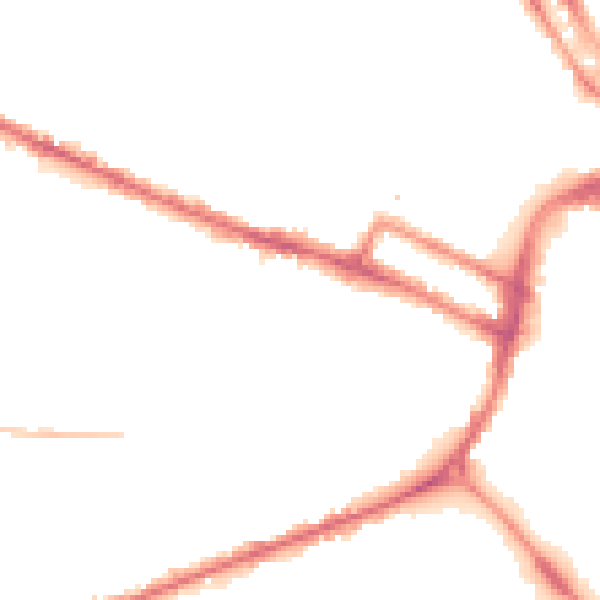 Night-time road noise heatmap for DE1 1FT