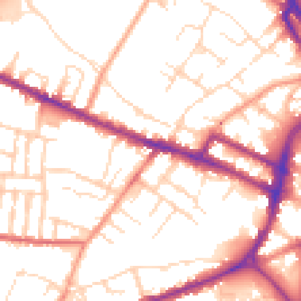 Daytime road noise heatmap for DE1 1GH