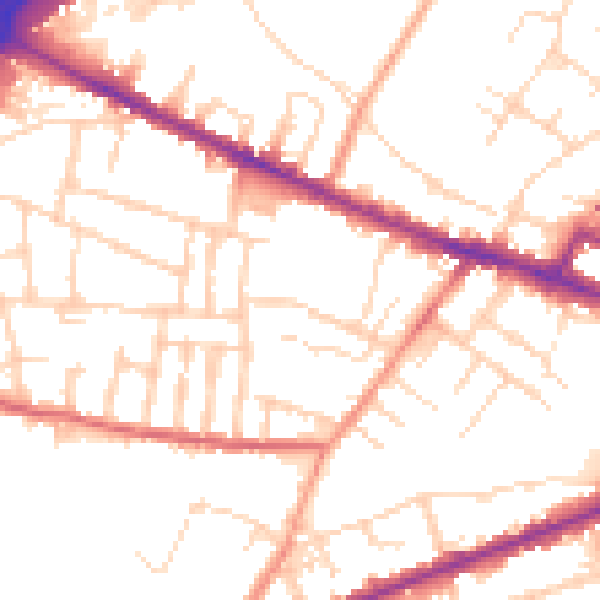 Daytime road noise heatmap for DE1 1GX