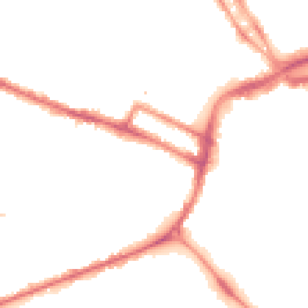 Night-time road noise heatmap for DE1 1HE