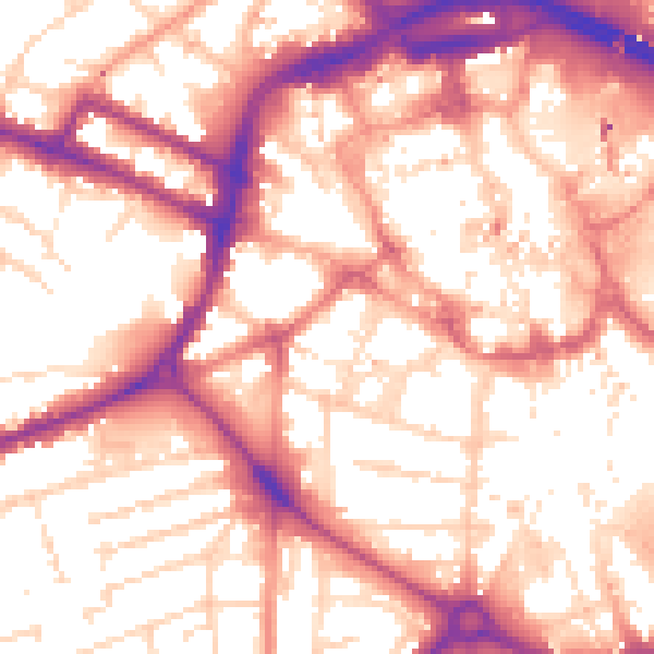 Daytime road noise heatmap for DE1 1HU
