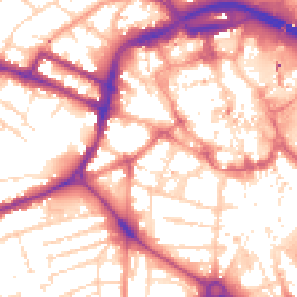 Daytime road noise heatmap for DE1 1LH