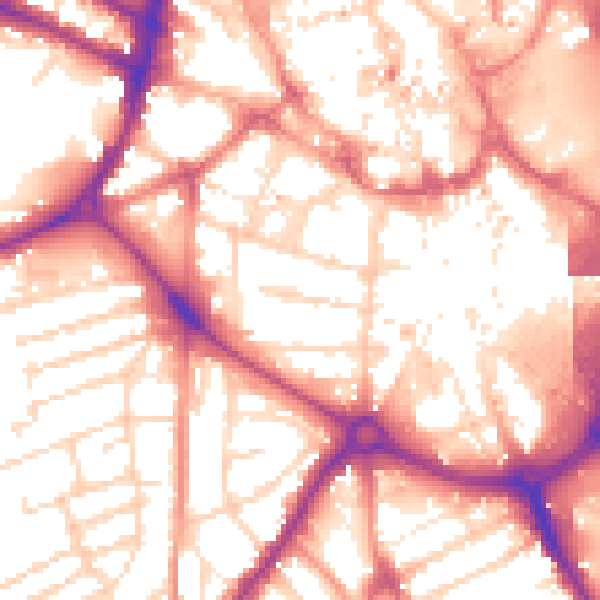 Daytime road noise heatmap for DE1 1NY
