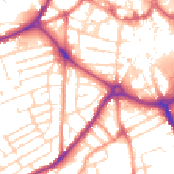 Daytime road noise heatmap for DE1 1PR