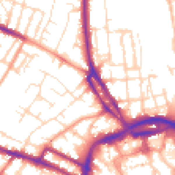 Daytime road noise heatmap for DE1 1RE