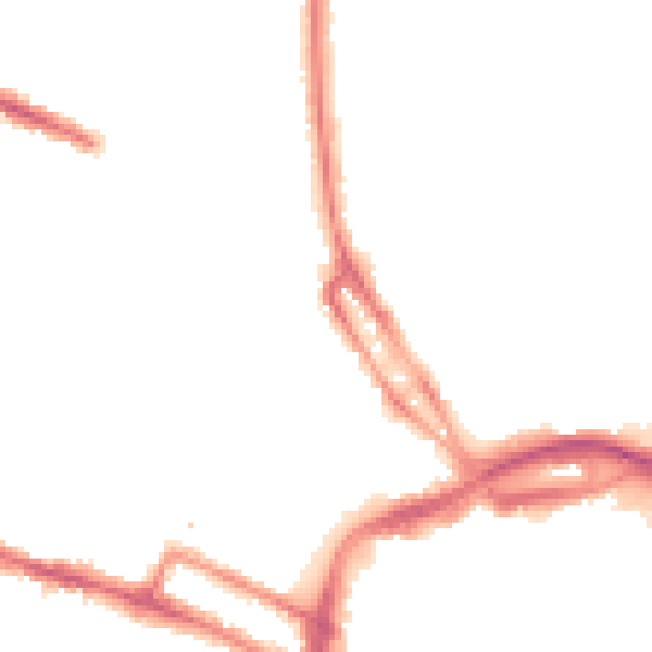 Night-time road noise heatmap for DE1 1RE
