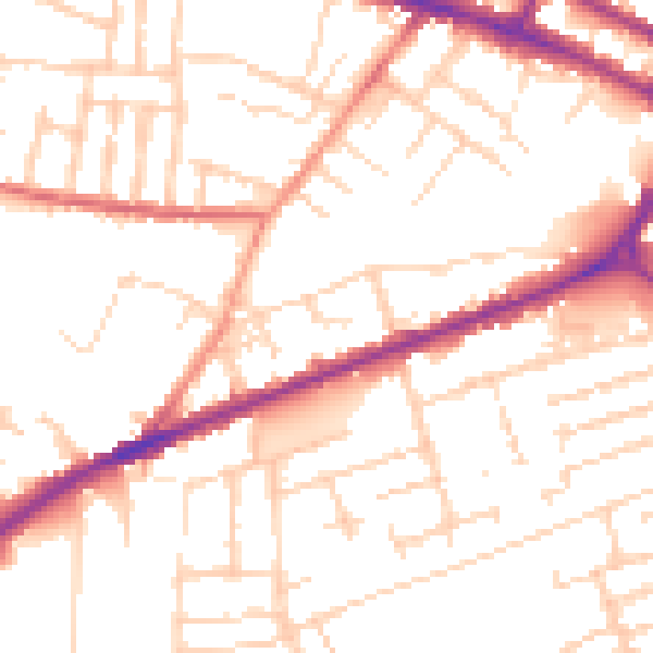 Daytime road noise heatmap for DE1 1UT