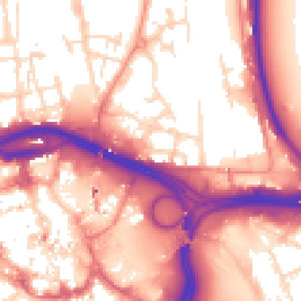 Daytime road noise heatmap for DE1 2BY